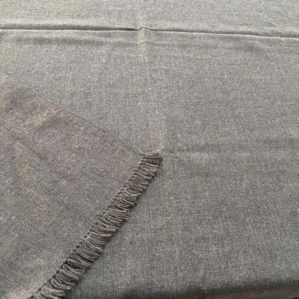 Unbranded Large Throw Blanket Gray Fringed 100" x 52" 100% Wool